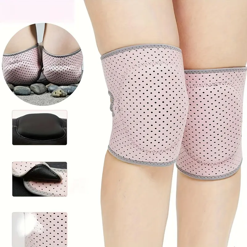 Women'S Pink Knee Support Braces - Polyester Filled Sponge, Ideal for Yoga, Tennis, Dance & Gym Workouts - Pair of Adjustable Aerodynamic Supports, Dance Accessories, Without Battery 3
