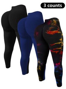 【Plus Size】 Plain/Tie Dye Print High Waist Sports Leggings, Sporty Comfy Breathable Skinny Pants for Yoga Gym Workout, Women's Sport & Outdoor Clothing for All Seasons, Yoga Pants
