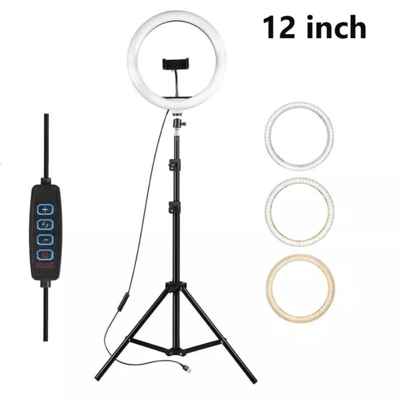 12'' LED Selfie Ring Light with 1.7M Tripod Stand Cell Phone Holder Makeup Live - Perfect for Photography - Camera Cellphone Adjustable Smartphone 1