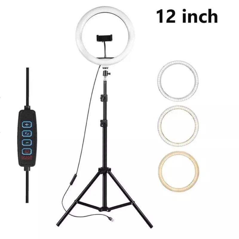 12'' LED Selfie Ring Light with 1.7M Tripod Stand Cell Phone Holder Makeup Live - Perfect for Photography - Camera Cellphone Adjustable Smartphone 1