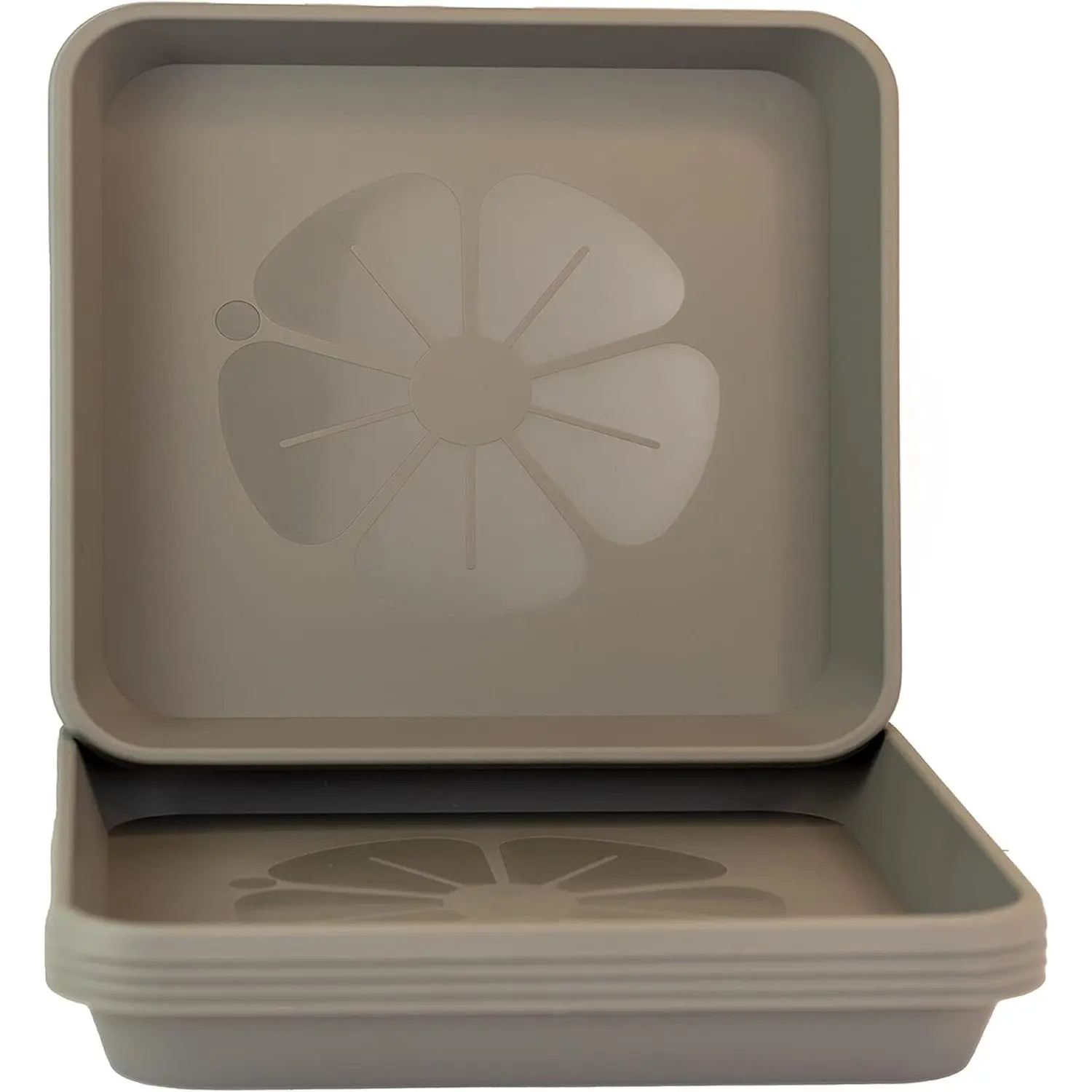 Home Garden Ornaments Square Plant Pot Saucers, Drip Tray – Set of 5 Plastic Garden Pots Large Trays for Outdoor and Indoor Plant (Grey, 34.2cm)