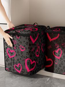 Random Heart Pattern Clothes Storage Bag, Large Capacity Clothes Storage Box, Collapsible Clothes Organizer for Home Bedroom