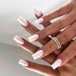 Short Square Fake Nail, 24pcs/set Press on Nails for Women & Girls DIY Nail Art, Elegant Stick on Nails Kit, Acrylic Press Nails