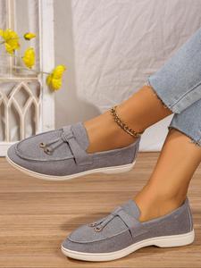 Women's Fashionable Plain Color Loafers, Casual Comfortable Round Toe Slip on Shoes for Daily Wear, Lightweight Breathable Shoes for Women & Girls