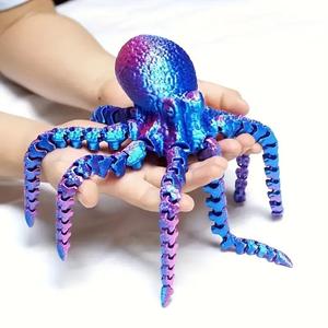 3D Printed Octopus Design Figurine Ornament, 1 Count Colorful Octopus Animal Decoration, Soft Joint Octopus Ornament, Desktop Decoration for Home Office, Living Room