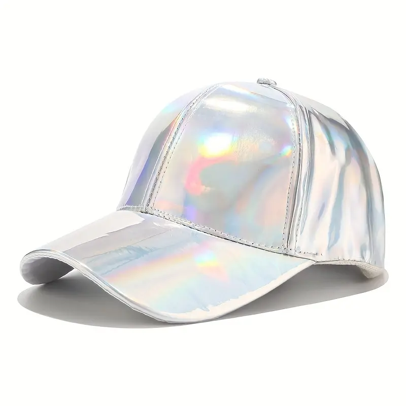Vibrant Faux Leather Baseball Cap - Lightweight, Adjustable, Hand Washable, Colorful Gradient Design with Metallic Finish, Casual Headwear | Gradient Cap | Lightweight Cap 1