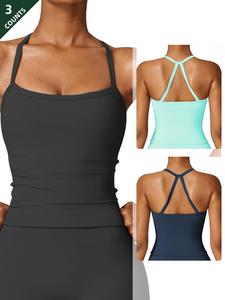 Women's Solid Color Sports Tank Top, Quick Drying Breathable Comfortable Sports Top, Ladies Sportswear for Yoga Gym Workout