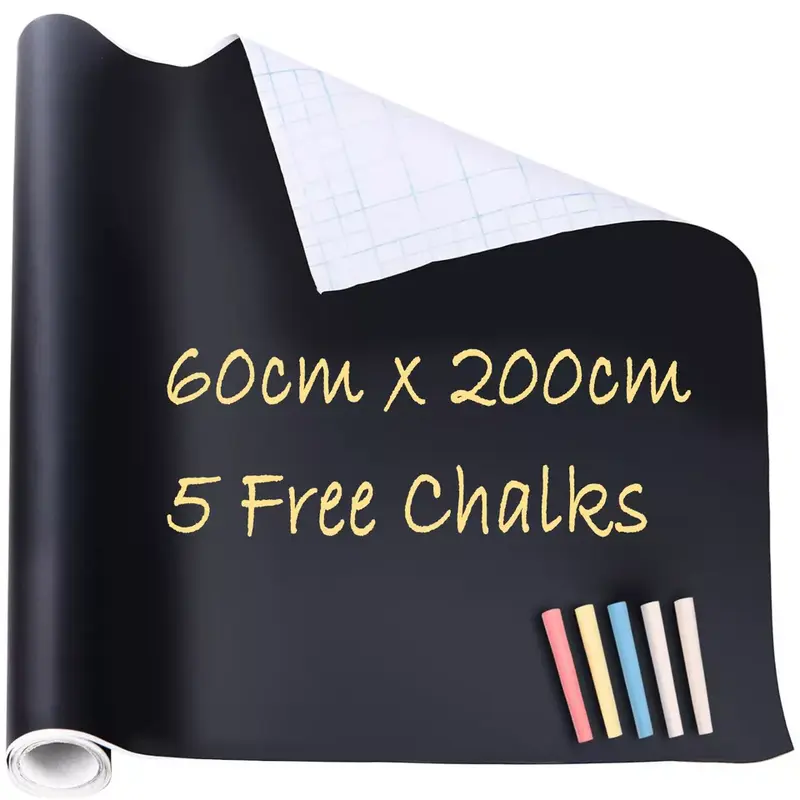 200 x 60cm Removable Blackboard Vinyl Wall Sticker Chalkboard Decal + 5 Chalk UK 0