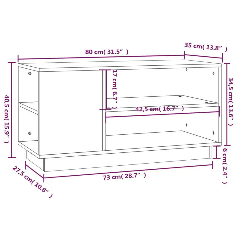 TV Cabinet Honey Brown 80x35x40.5 cm Solid Wood Pine 8