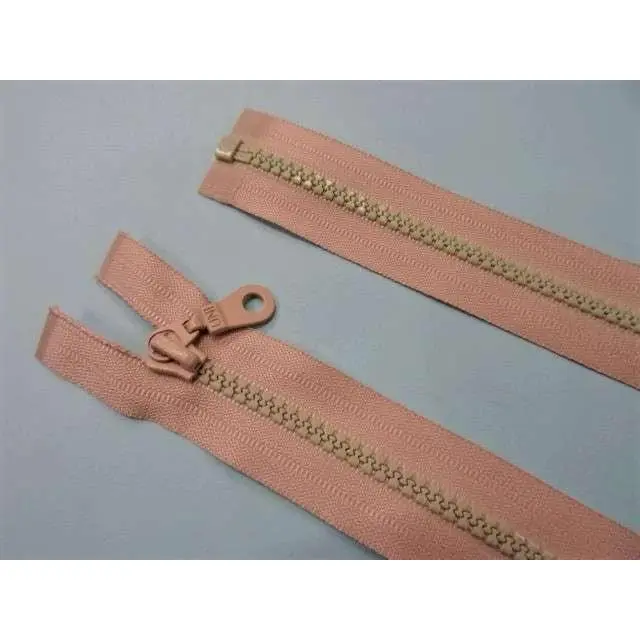 Fawn with LIGHT GREEN TEETH plastic chunky open end zips 61cm / 24 inch