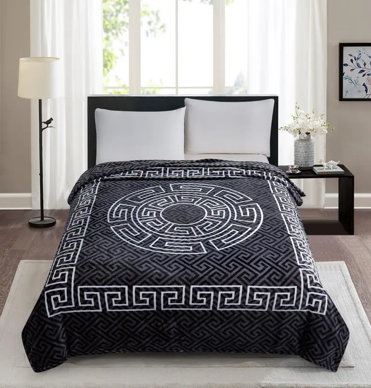 Thread & Tailor Luxurious Faux Fur Fleece cooling blanket Throw with Elegant Greek Border – Ultra-Soft Blanket for Bed, Sofa, or Chair – Premium Cozy Decor for Home, Travel, or Office – TikTok Trending Plush Throw for Comfort, Warmth & Stylish Gifting 6