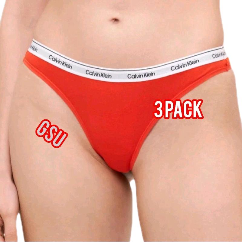 Calvin Klein Women's Red Thong Panties - Pack of 3 - Womenswear Underwear Comfort 1