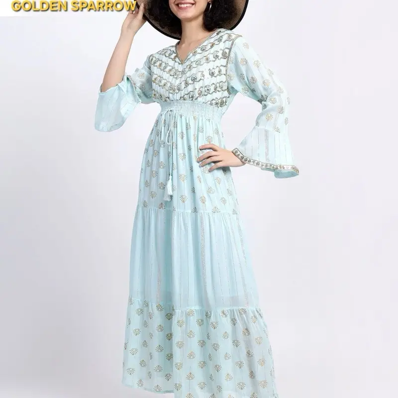 BOHO DRESS | BLUE | BELL SLEEVES | POCKET Beach Casual Summer Breathable Chic Elegance Womenswear 2