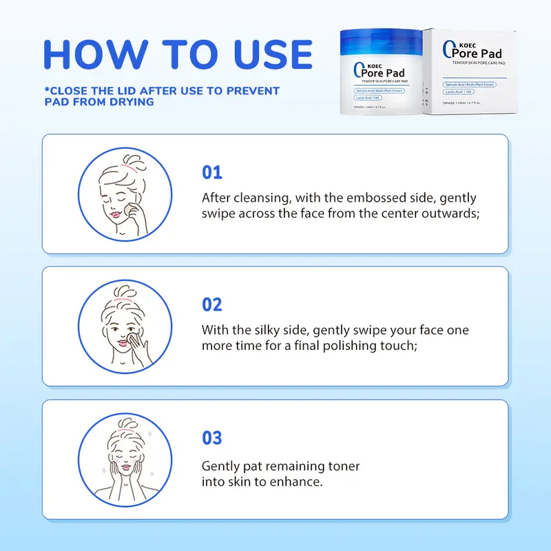 Zero Pore Pads (AHA + BHA) | Gentle Moisturizing Salicylic Acid Cotton Patch Toner 1 Pack 70 PCS 3