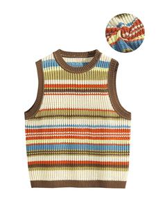 Men's Colorblock Striped Print Contrast Binding Sweater Vest, Regular Fit Casual Sleeveless Round Neck Jumper Vest, Men's Knitwear for Daily Wear