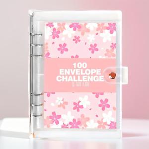 100 Envelope Money Saving Binder, 1 Set Money Saving Challenge Binder with Laminated $5050 Tracker, Envelopes Money Saving Challenge Binder [Package List As Picture Shown]
