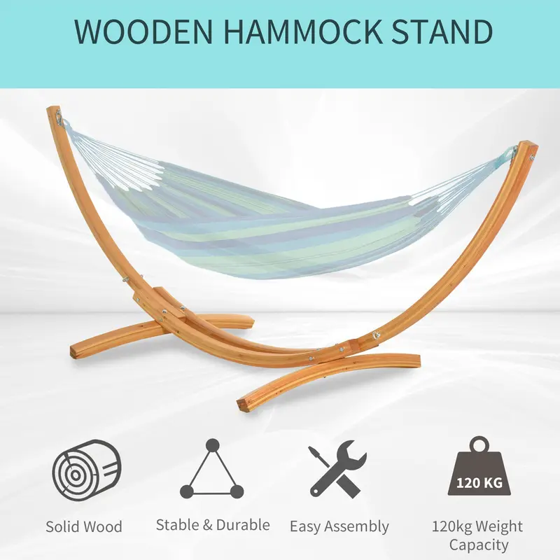 Outsunny 3.25m Wooden Hammock Stand Universal Fit Garden Picnic Camp Accessories 3