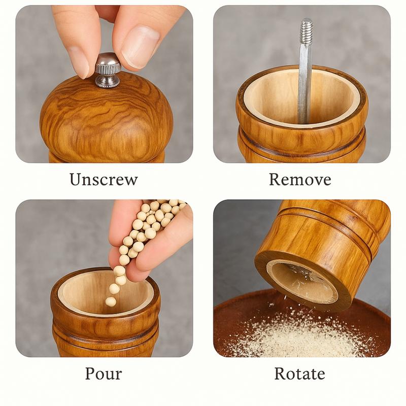 Kitchen Pepper Grinder, Wooden Handle Manual Salt Grinder, Kitchen Seasoning Utensils, Kitchen Accessories 8