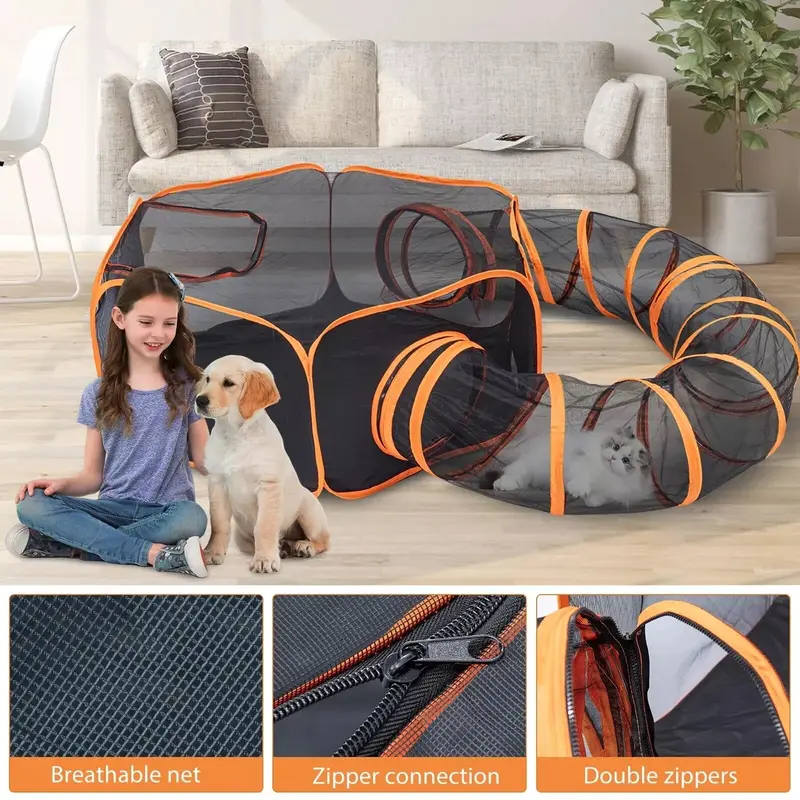 Pet Tunnel Dog Playpen Tunnel Cage House Portable Interactive Play Tent Big Pet Cat Dog Playpen Outdoor Folding Play Tent Tunnel Portable House 0
