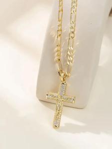 Vintage Cross Pendant Necklace with Box, Stainless Steel Jewelry for Party, Daily Clothing Decor, Trendy All-match & Exquisite Jewelry for Birthday Gift