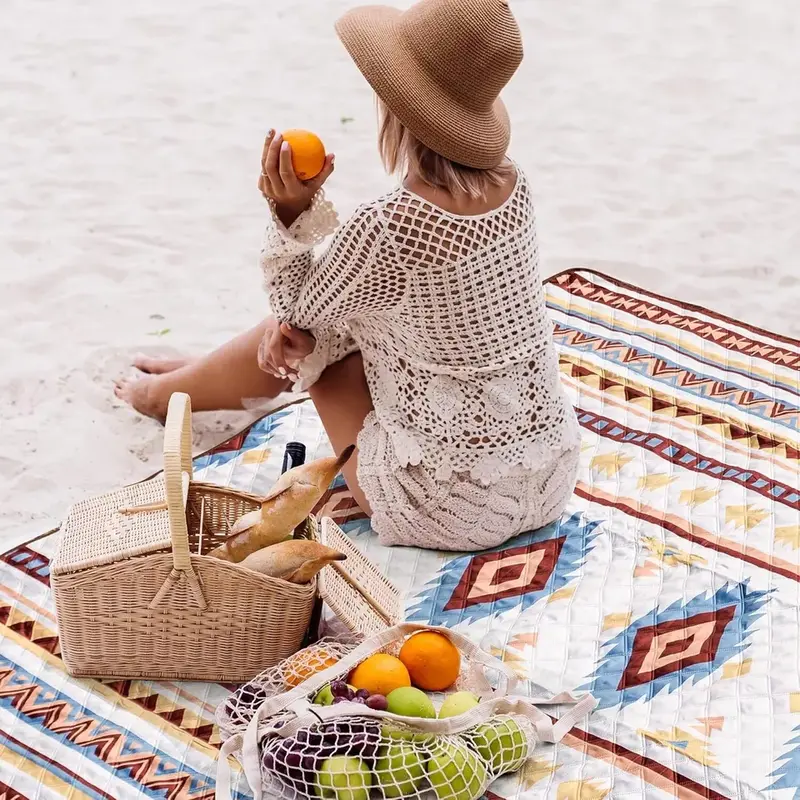 Waterproof Picnic Blanket, 200X200Cm Large Beach Blanket Outdoor Picnic Mat, Bea 2