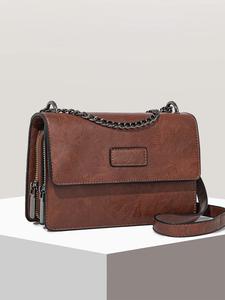 Women's Elegant Solid Color Messenger Bag, Fashionable Chain Strap Crossbody Bag, Casual Versatile Shoulder Bag for Daily Used