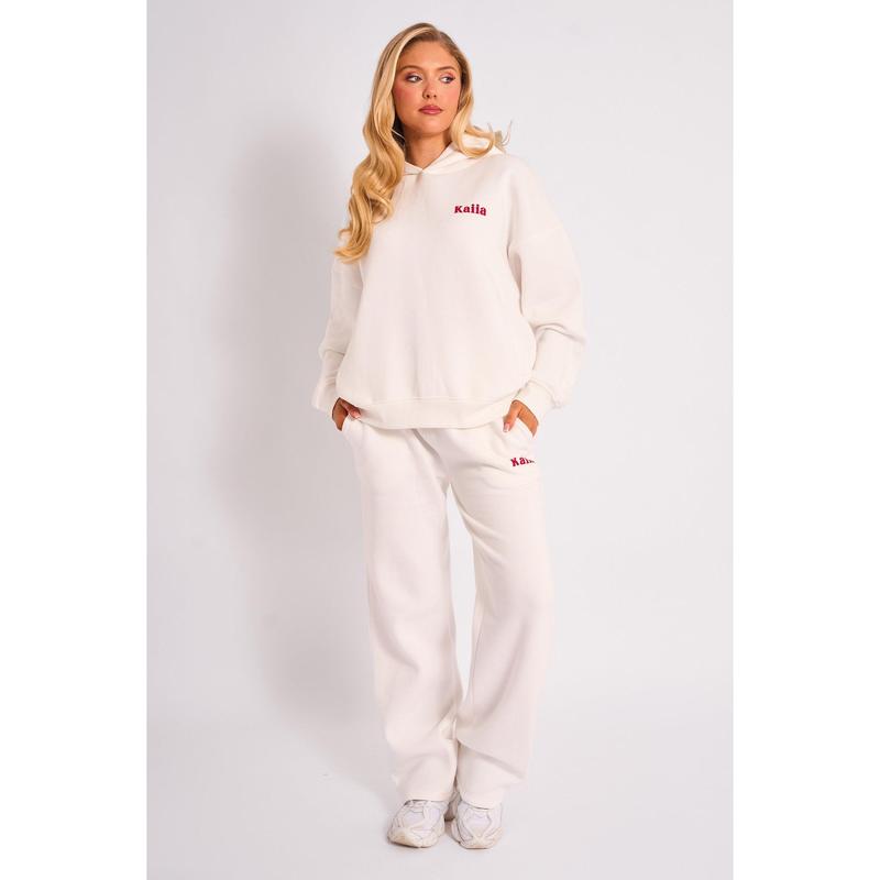 Kaiia Studio Cherry Graphic Oversized Hoodie Cream & Red 2