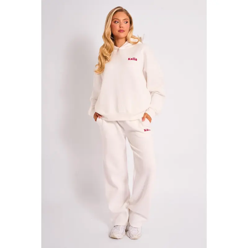 Kaiia Studio Cherry Graphic Oversized Hoodie Cream & Red 2