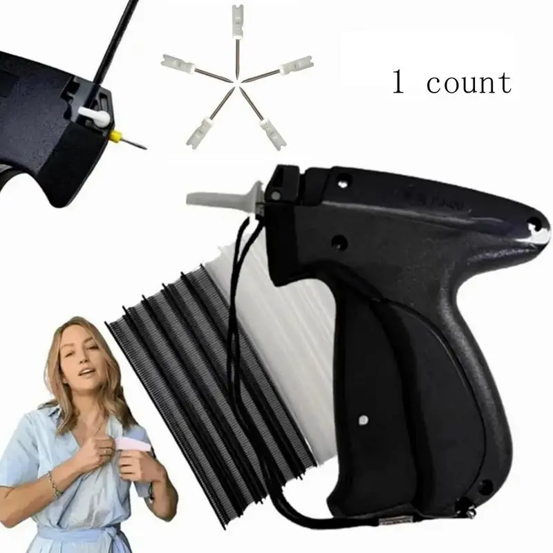 Quick Clothing Fixer, 1 Set Including 1 Count Handheld Tag Attacher Gun with 6 Counts Needles & 1000pcs Glue Needles, Sewing Tool Kit for Retail Hang Price Fabric Garment Label, Sewing Tool 5