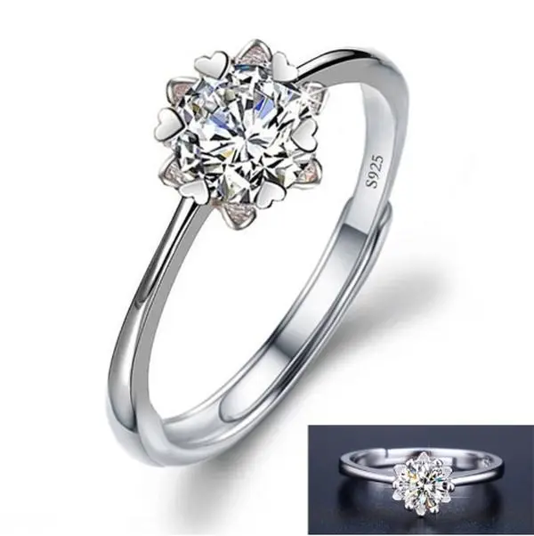 Snowflake shaped open diamond ring 1 small gift
