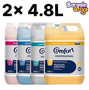 2 x Comfort Professional Fabric Softener 4.8L – Choose Sensory Pink, Fresh Blue, Sensitive White or Sunshine Yellow – 154 Total Washes, Long-Lasting Fragrance