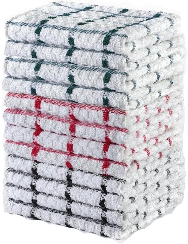 Tea Towels Extra Large 70 X 40 cm Kitchen Towels Set -  Cotton Terry Towelling Soft Absorbent Lint Free Kitchen Cloth Dish Towels and Bar Towels Assorted Colors 0