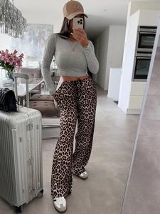 Women's Leopard Print Flare Leg Pants, Casual Comfy Fashion Trousers for Daily Wear, Ladies Bottoms for All Seasons