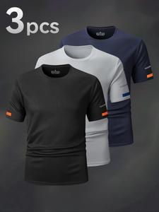 Men's Short Sleeve Sports Tee, Breathable Quick Drying T-shirt, Casual Comfy Top for Running Gym Workout, Men's Sportswear for All Seasons, Gym Wear, Activewear, Lightweight Rash Guards