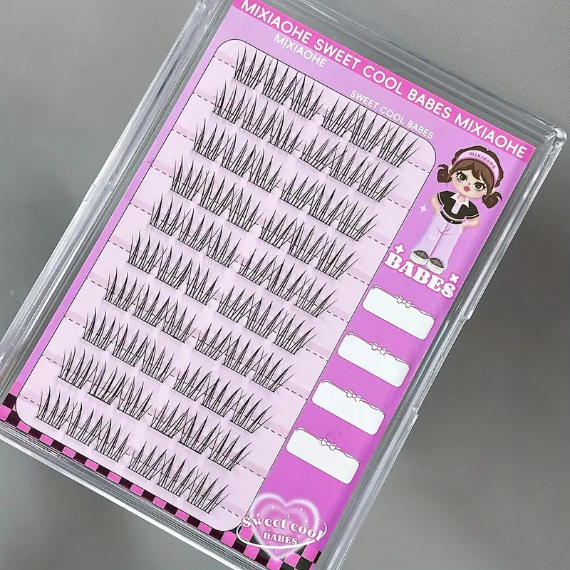 MIXIAOHE 60 Clusters DIY Self-Adhesive False Eyelashes - Natural C/D Curl, 10-15mm Lengths, Reusable Cross/Anime/Fluffy/Cluster Styles for Beginners, No Glue Needed, Korean-Inspired Everyday & Special Occasion Makeup 5