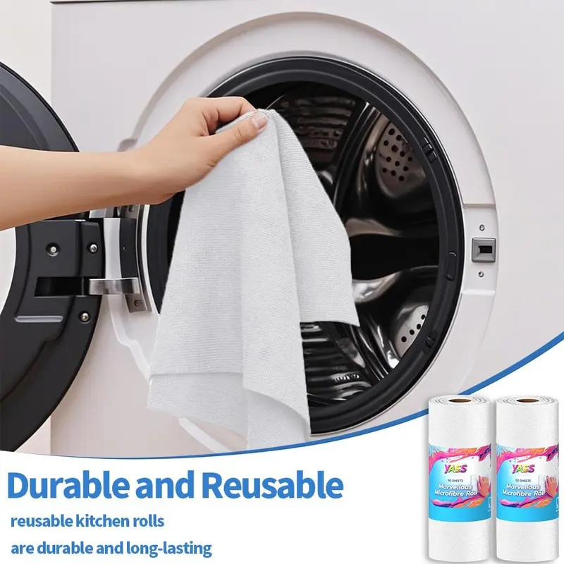 Yass Clean Microfibre Cleaning Cloth Roll 2 Rolls 100Pcs ,Size 30 x 30CM, 190GSM,Reusable Kitchen Cleaning Towels Dish Cloths,Lint Free Streak Free Washable Duster Cloth for House, Car, Motorbike,Windows 8