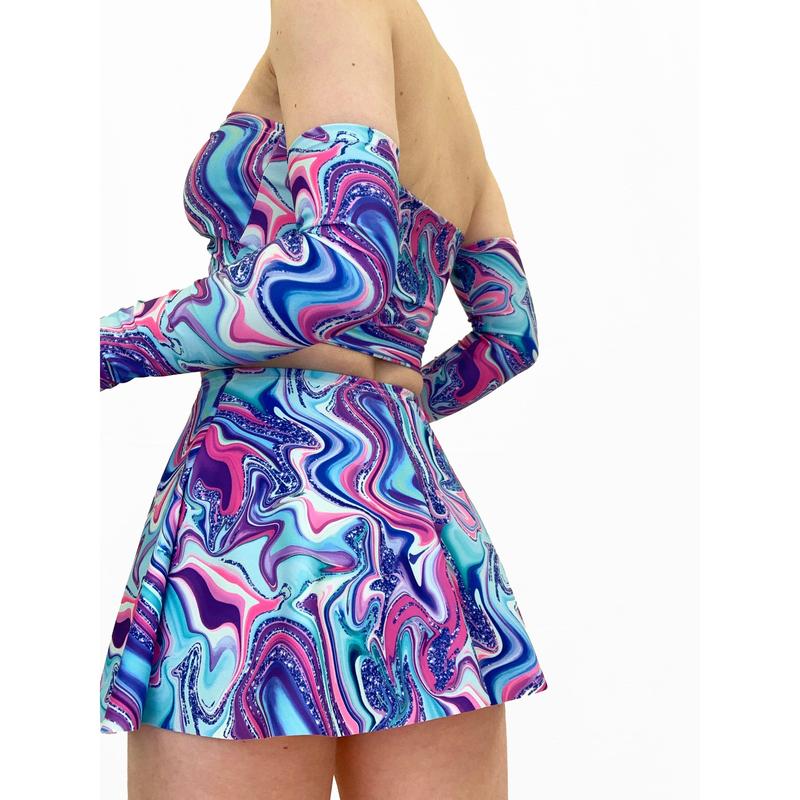 GLITZY MINI SKATER SKIRT 2