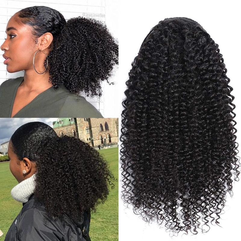 Alipretty Drawstring Nature Afro Kinky Curly Ponytail Hairpiece Brazilian  Clip In Ponytail Extension Human Hair For Woman 2