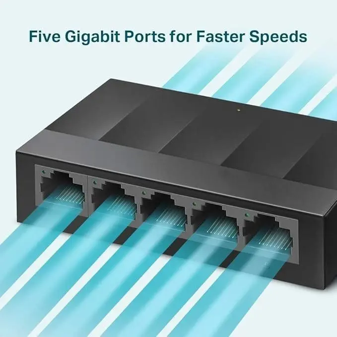 5-Port Gigabit Ethernet Switch Hub, Network Splitter, Plastic Case - Plug and Play 2