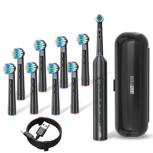 Electric Toothbrush with 8 Counts Brush Heads, 1 Box USB Rechargeable Waterproof Rotating Toothbrush with 3 Cleaning Modes, Oral Care Product for Adults