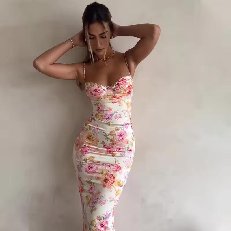 Product Introduction of Women's Slim Fit Sleeveless Floral Split Summer Dress - Comfort, Casual, Womenswear Beach Spaghetti Comfortable Day Elegance Elegant Feminine Overall 10