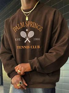 Men's Letter Graphic Print Drop Shoulder Sweatshirt, Regular Fit Casual Comfy Long Sleeve Round Neck Pullover for Fall & Winter, Men's Clothes for Daily Wear