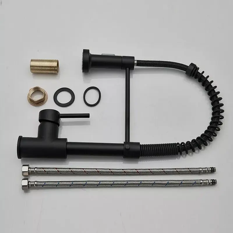Matt Black Single Lever Kitchen Sink Mixer Tap with Pull Out Hose Spray - Easy Installation 6
