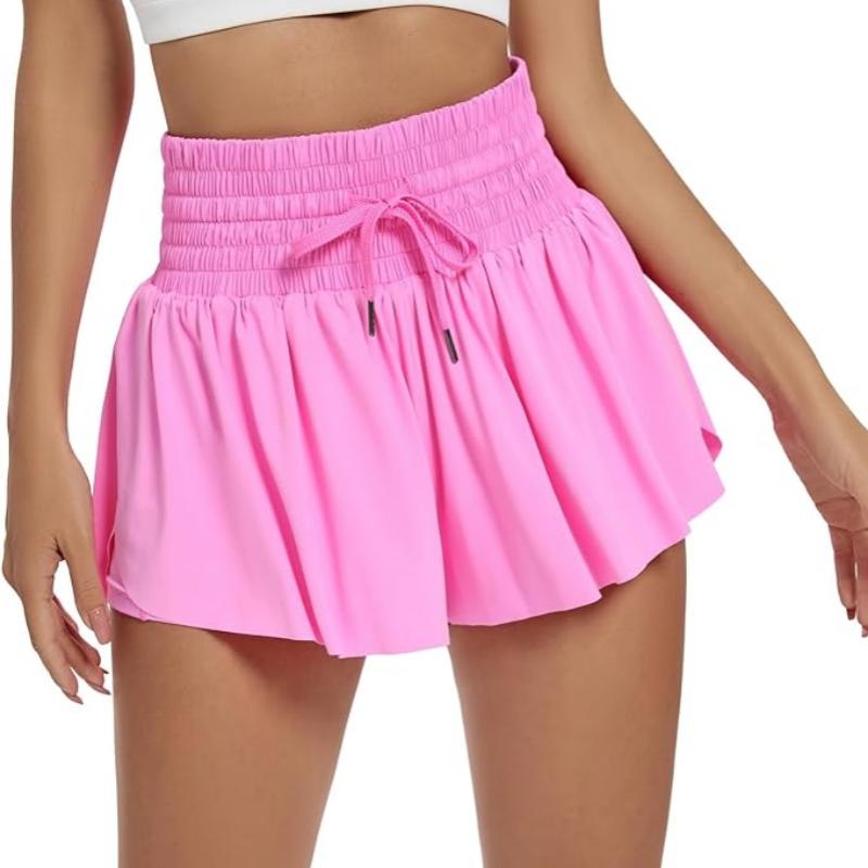 Women's Pocket Drawstring Athletic Sports Shorts, Casual Shirred High Waist Shorts, Fall Clothes, Back To School Sport & Outdoor Clothing for Yoga Workout Running, Fall Outfits 1