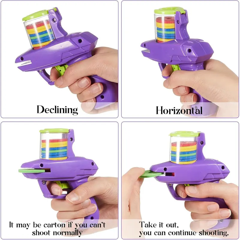Sumind 2 Pieces Foam Disc Shooter Zip Shot Shooter Disc Launcher (Purple, Green) 2