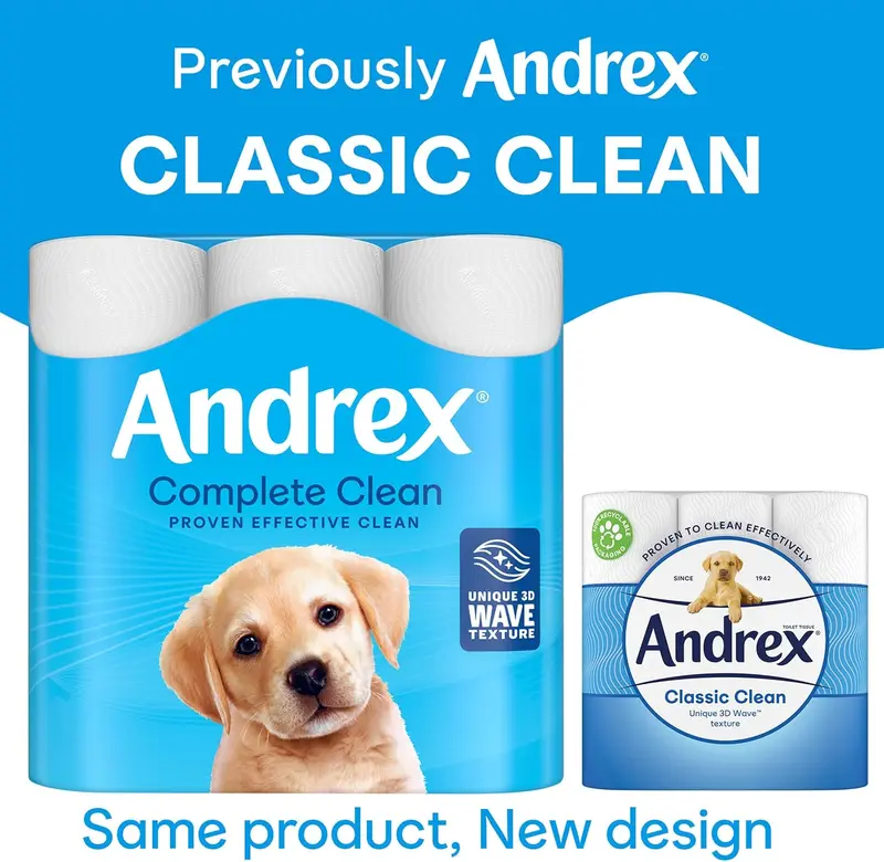 Andrex Complete Clean Toilet Roll 24 Rolls (Previously Andrex Classic Clean Toilet Tissue) Unbeatable Toilet Paper with Unique 3D Wave, FSC Certified 2