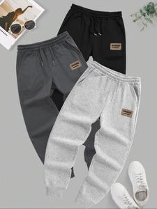 Men's Letter Patched Drawstring Waist Sweatpants, Casual Comfy Trousers for Spring & Fall, Fashion Men's Bottoms for Daily Wear