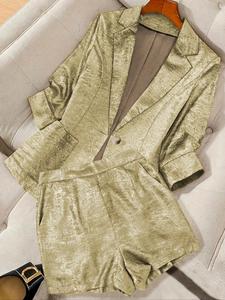 Women's Solid Color Blazer & Shorts Set, Formal Elegant Fashion Casual Fitted Outerwear & Shorts for Daily Outdoor Wear, Women's Clothing for All Seasons, Womenswear, Business Casual Suit, Formal Workwear