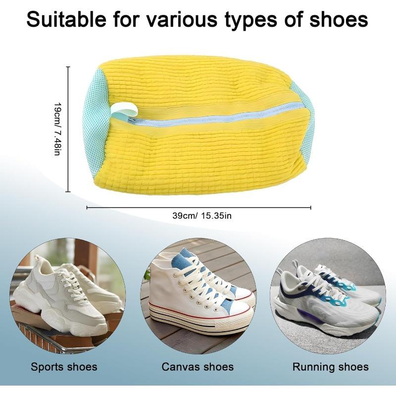 Shoe Washing Machine Bag with Zipper Hook - Reusable Lightweight Portable, Fluffy Fibers 360° Wrap-Around Cleaning (2PCS) 1