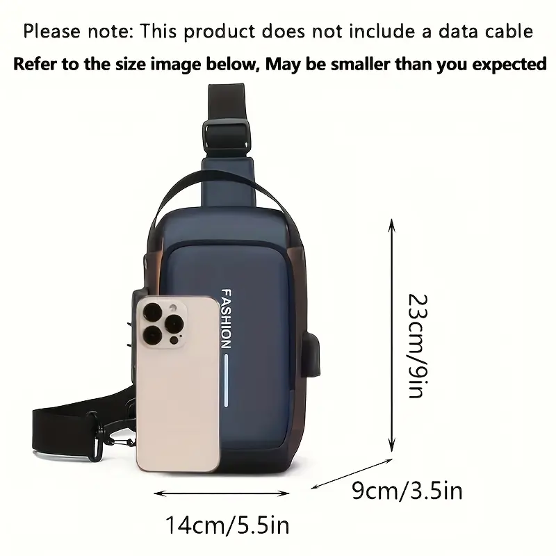 HGS    Men's Stylish Sling Bag – Durable Oxford Fabric Crossbody Chest Pack with Phone Pocket and Zip Closure 4